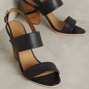 Anthropologie Nina Payne Elena Leather & Wood Sandals Size 10/41